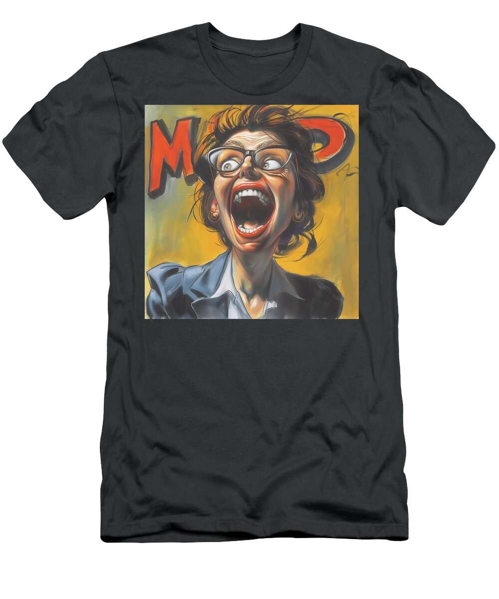 Crazy Boss Lady Mad Comic Book Cover 49 Mad Paperairplanes T-Shirt