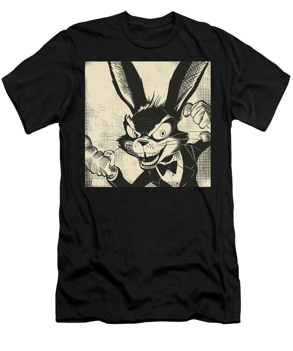Crazy Rabbit in Bow Tie Comic Book Art 02 Mad Paperairplanes T-Shirt
