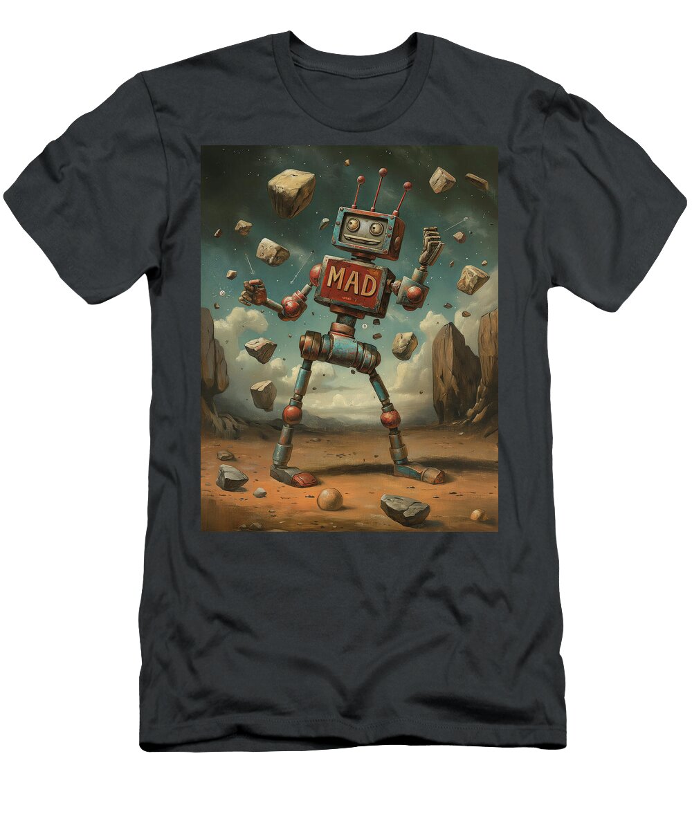 Crazy Robot Mad Comic Book Cover 25 Mad Paperairplanes T-Shirt