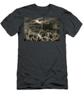 Crucifixion Scene in Stormy Dark Town with Crowds and Roman Soldiers Surrounding Two Men Gustave Dore and Herbert Bourne T-Shirt