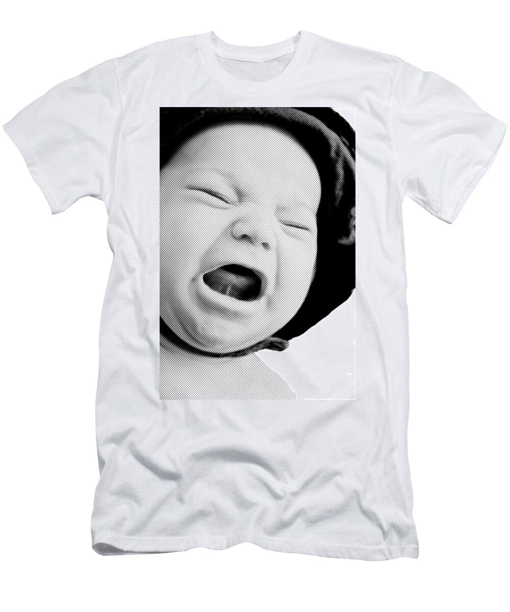 Crying Baby in Halftone Black and White Susan Leggett T-Shirt