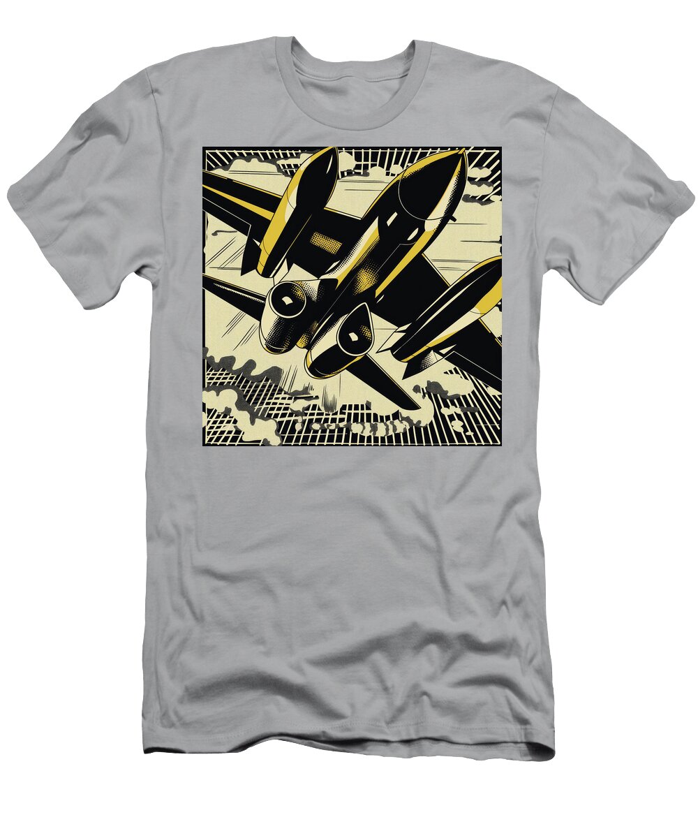 Custom Fighter Jet Comic Book Art 54 Mad Paperairplanes T-Shirt