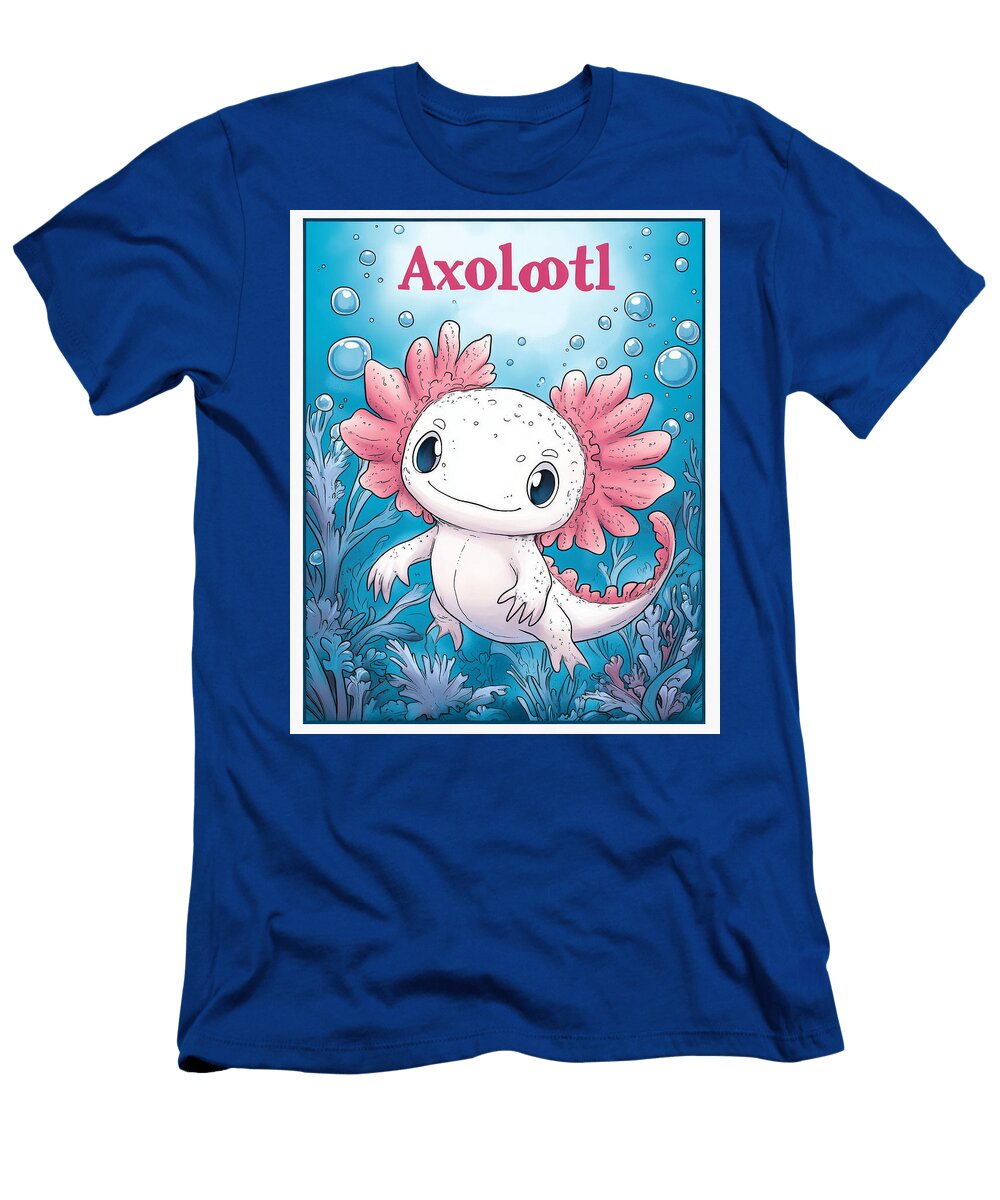 Cute Axolotl Underwater Coloring Page for Kids Thomas Tomson T-Shirt