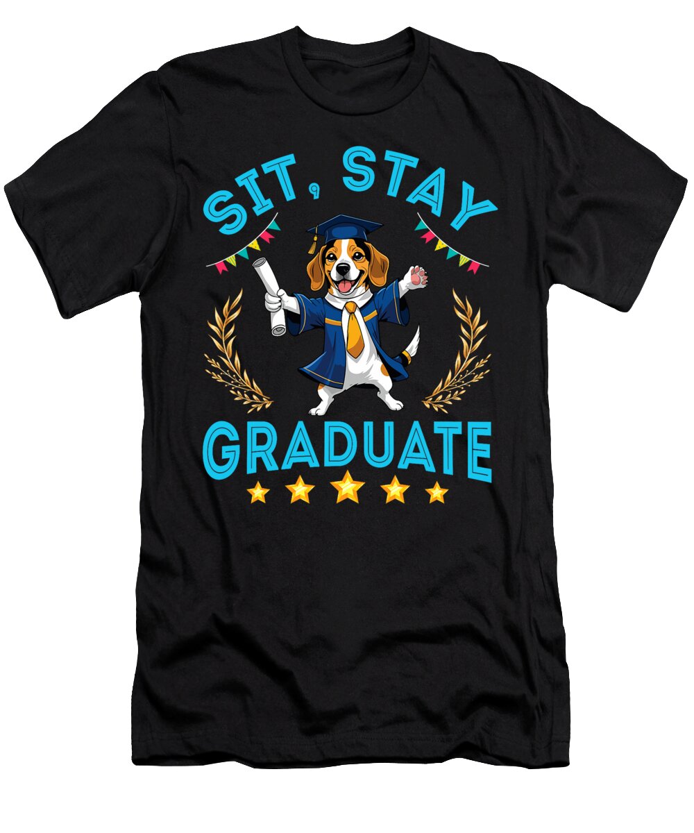 Cute Beagle Dog Senior Sit Stay Graduate Proud Sophie Eleanor T-Shirt
