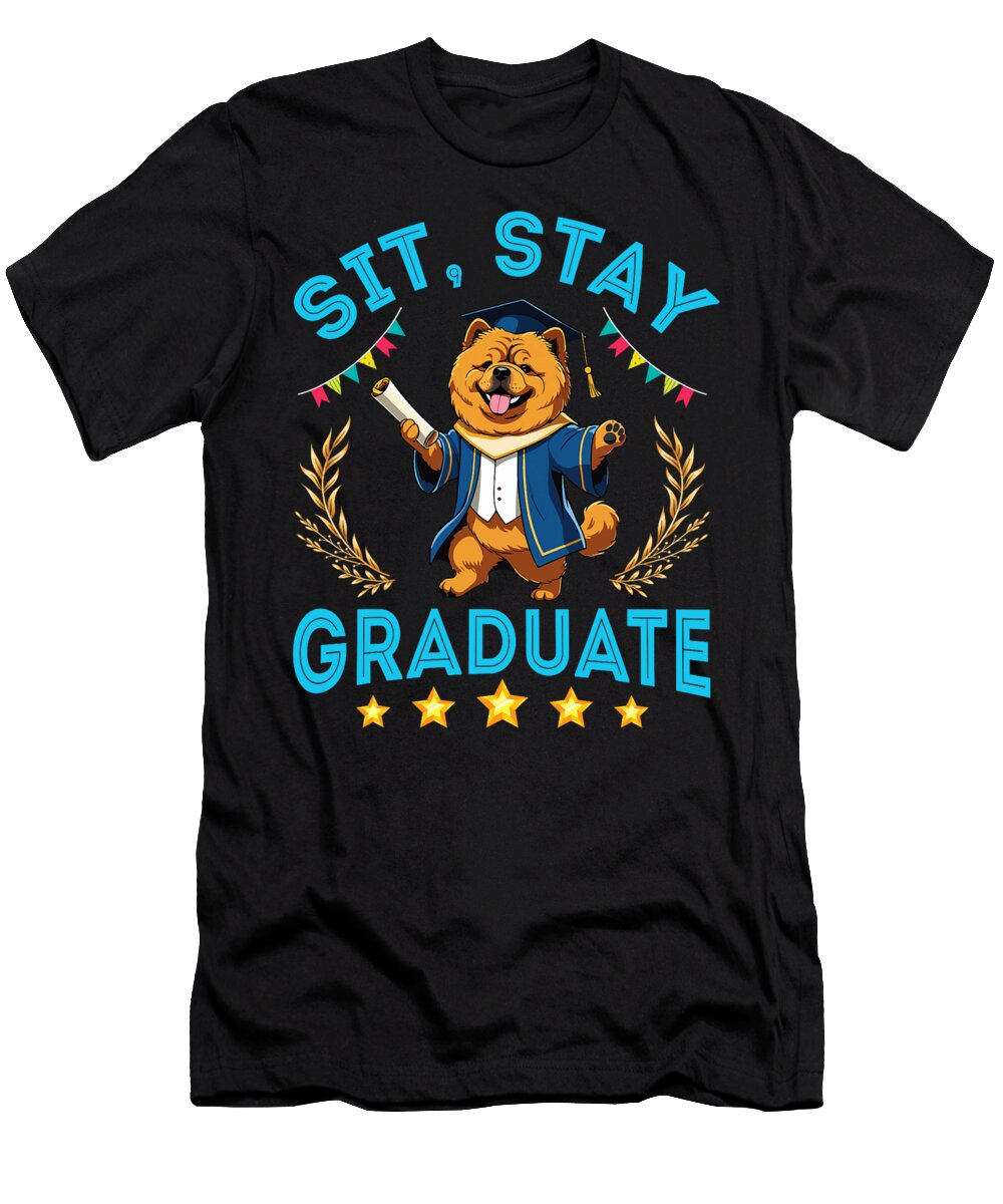 Cute Chow Chow Dog Senior Sit Stay Graduate Love Sophie Eleanor T-Shirt