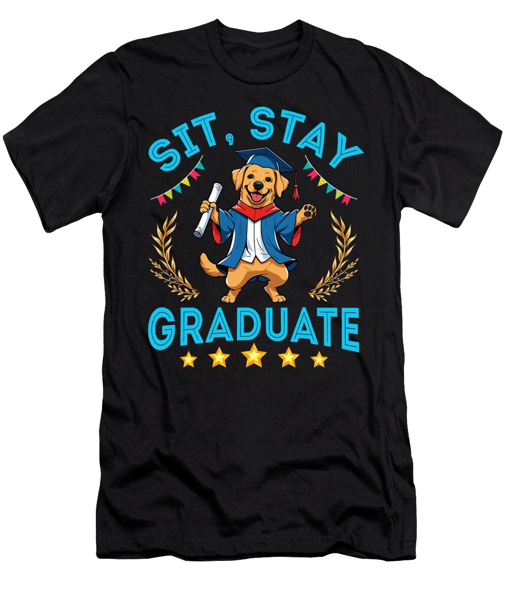 Cute Labrador Senior Dad Mom Sit Stay Graduate Sophie Eleanor T-Shirt
