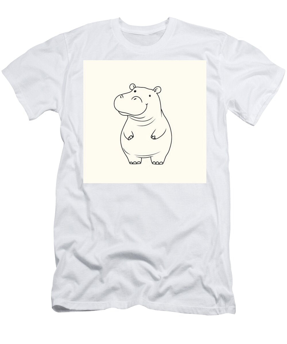 Cute Smiling Hippopotamus Line Art Illustration Wanda Blue T-Shirt