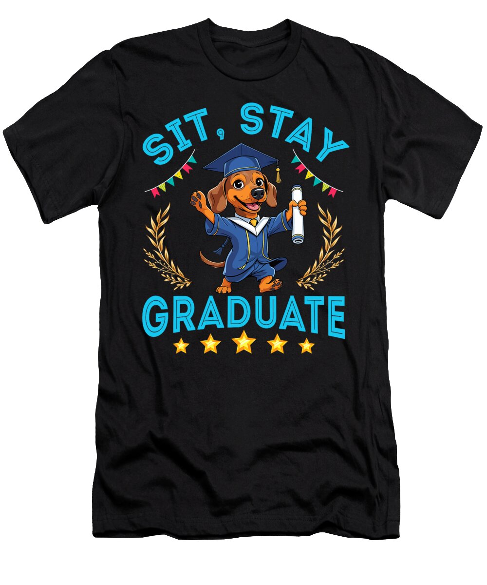 Dachshund Dog Senior Sit Stay Graduate Proud Sophie Eleanor T-Shirt