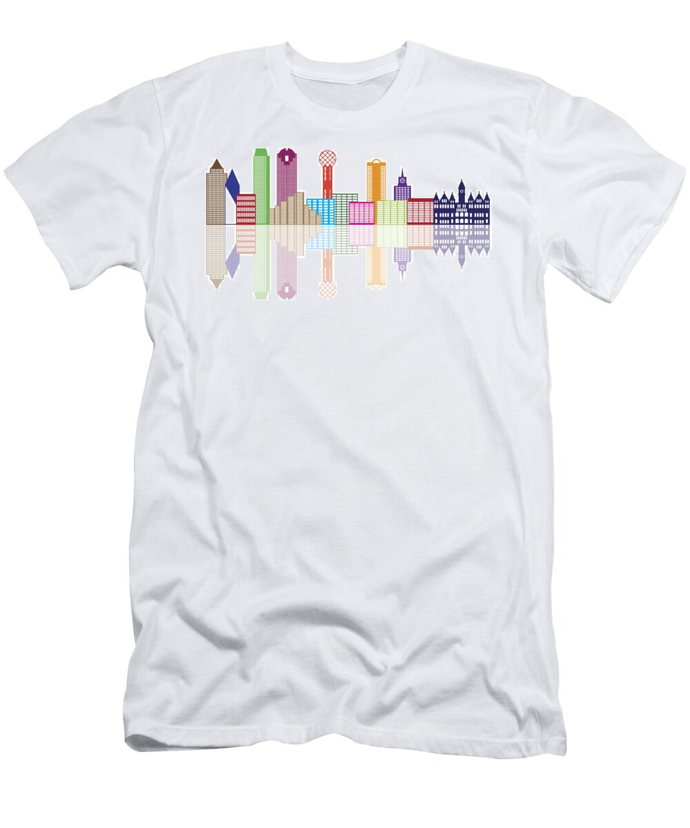 Dallas City Skyline Color Outline Illustration Jpldesigns T-Shirt