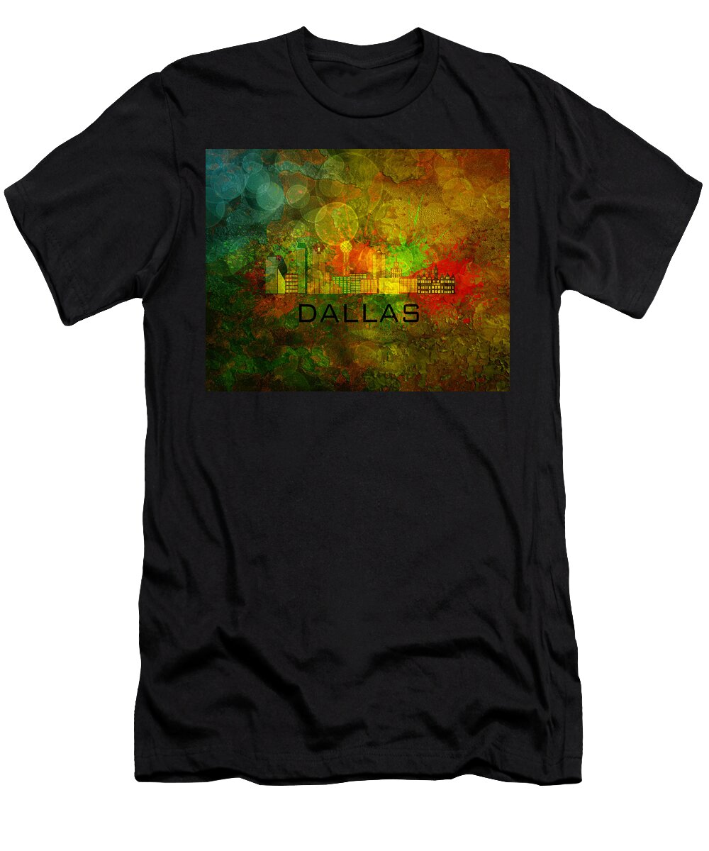 Dallas City Skyline on Grunge Background Illustration Jit Lim T-Shirt