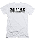 Dallas City Skyline Text Outline Black and White Illustration Jpldesigns T-Shirt
