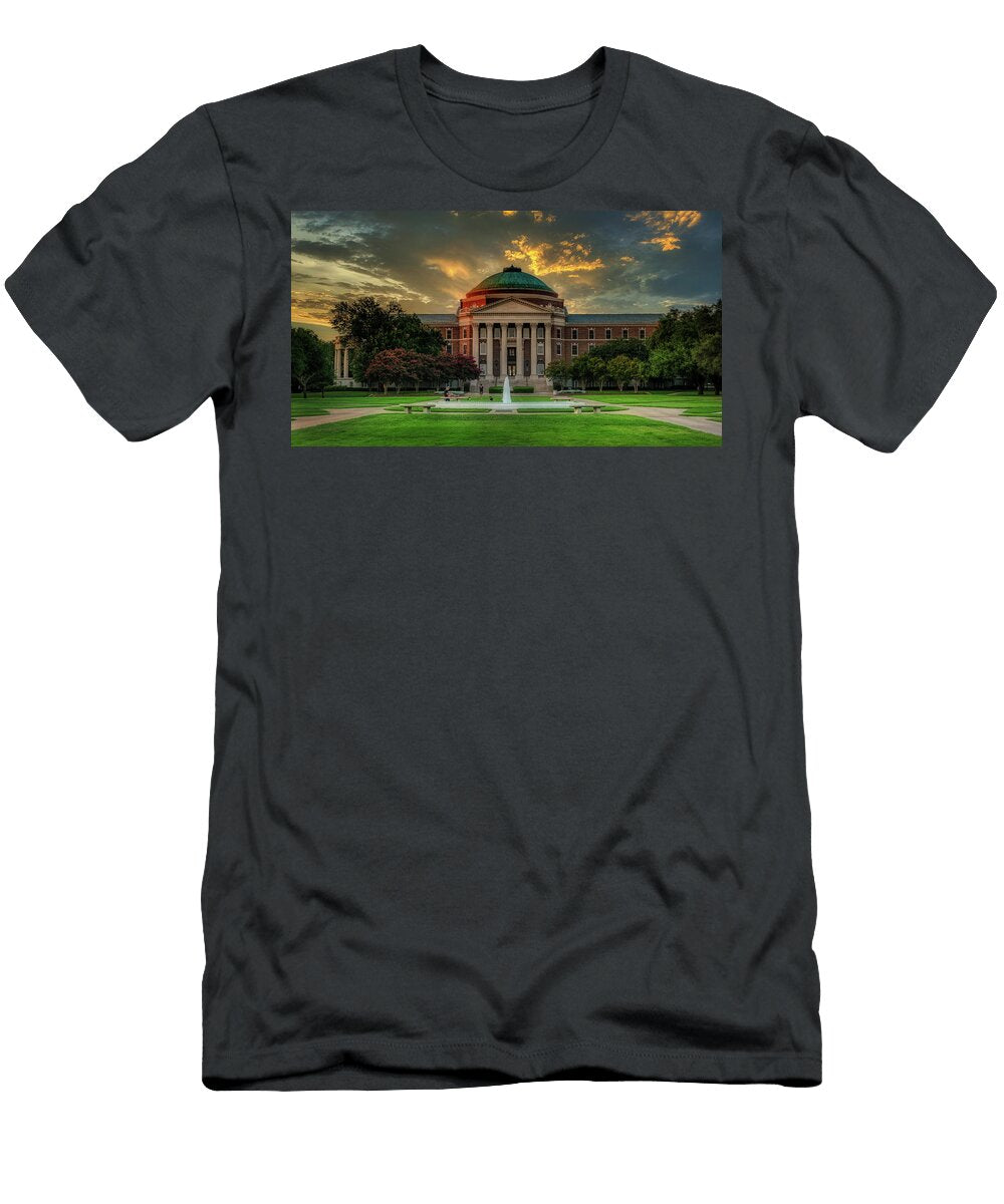 Dallas Hall At Dusk Southern Methodist University Library of Congress T-Shirt