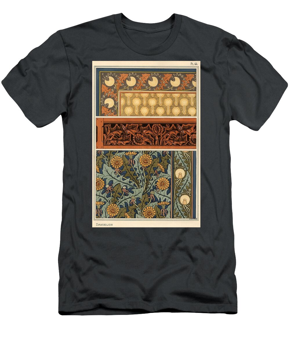 Dandelion in Art Nouveau Patterns for Fabric Carved Border and Wallpaperlithograph By Mpverne Album T-Shirt