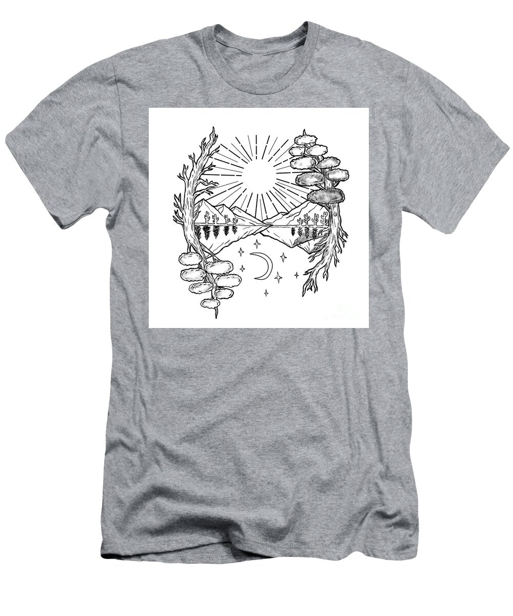 Day and Night Trees Mountains Tattoo Aloysius Patrimonio T-Shirt