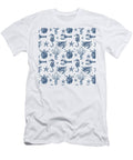 Delft Blue Nautical Marine Life Pattern Coastal Beach Tina Lavoie T-Shirt
