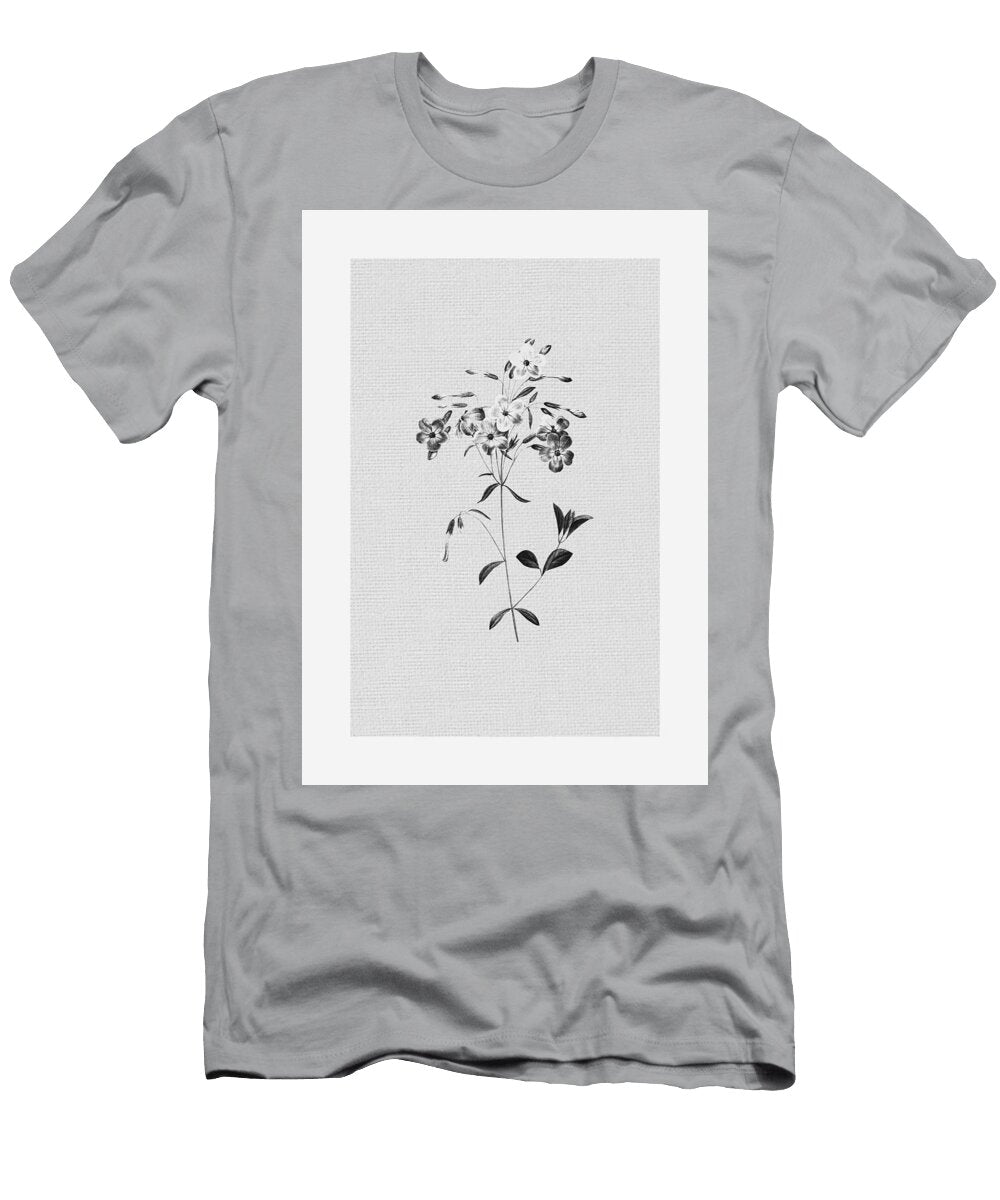 Delicate Victorian Botanical Monochrome Flowers Yulia Vertash T-Shirt