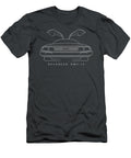 Delorean Dmc 12 Front Stencil White Slim Fit Graphic Bbacktothefuturee Colin Melton T-Shirt