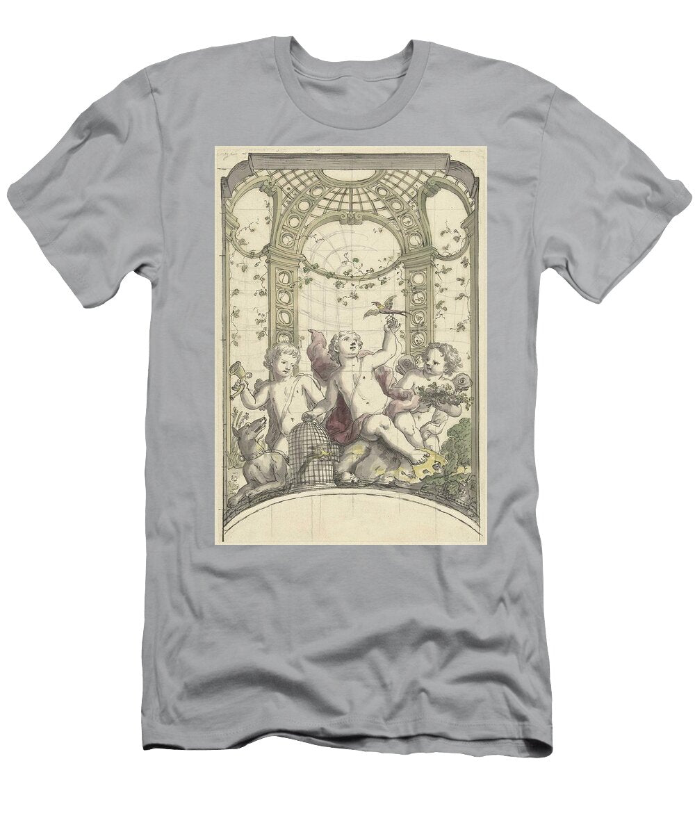 Design for a Gazebo of Green Trellis in Which Three Putti Play with Animals Daniel Marot Ii 170 Daniel Marot Ii T-Shirt