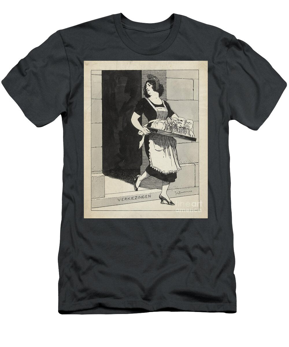 Design for Illustration in De Amsterdammer the Dutch Virgin As a Maid with a Sheet of Glass Stumble Johan Braakensiek T-Shirt