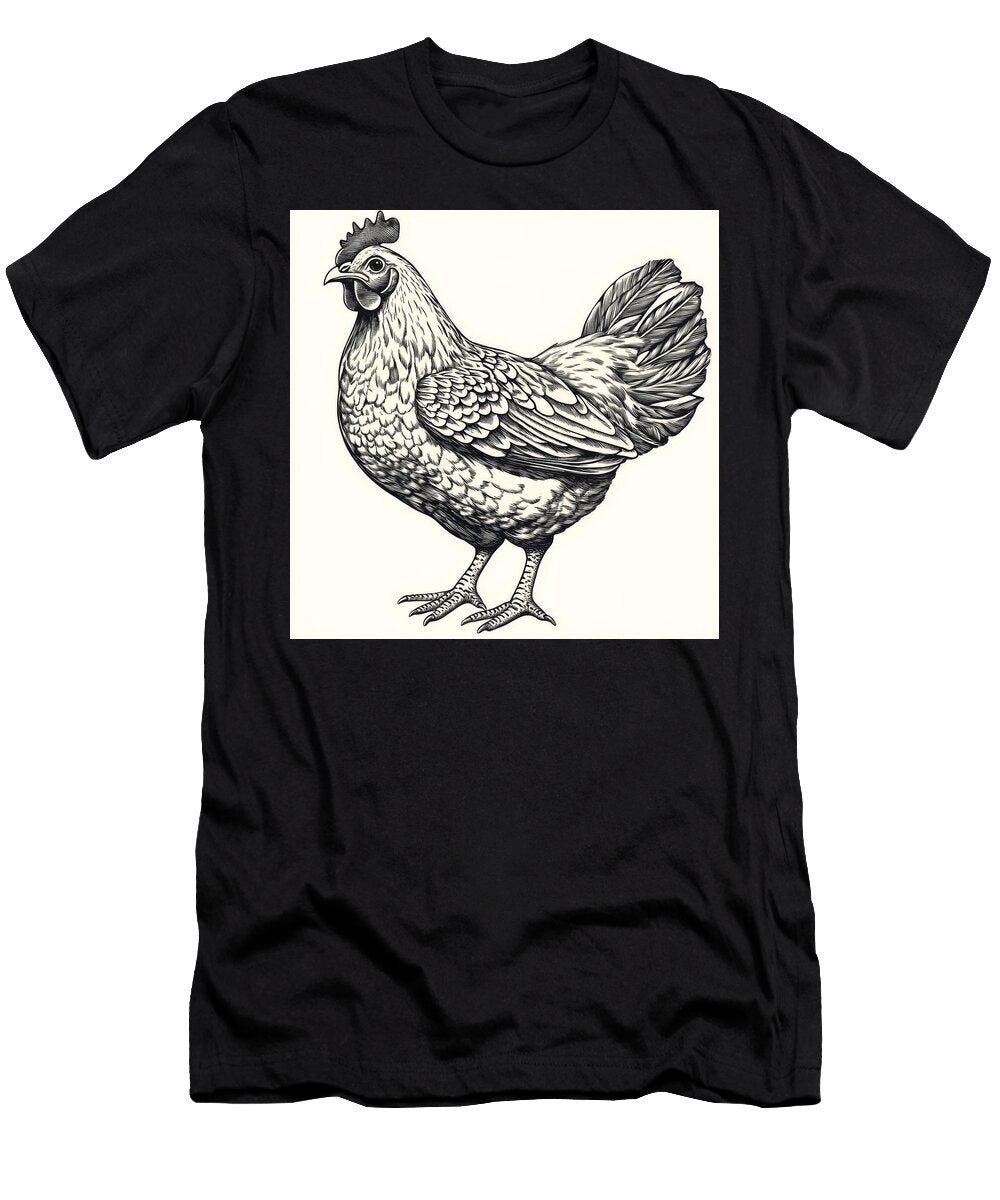 Detailed Vintage Hen Illustration Tellme Story T-Shirt