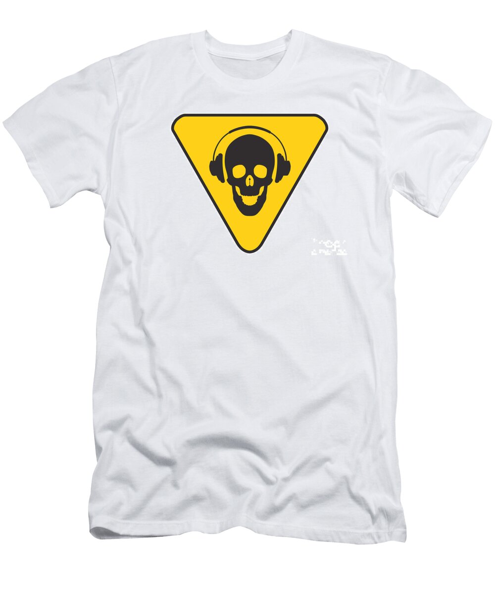 DJ Skull on Hazard Triangle Pixel Chimp T-Shirt