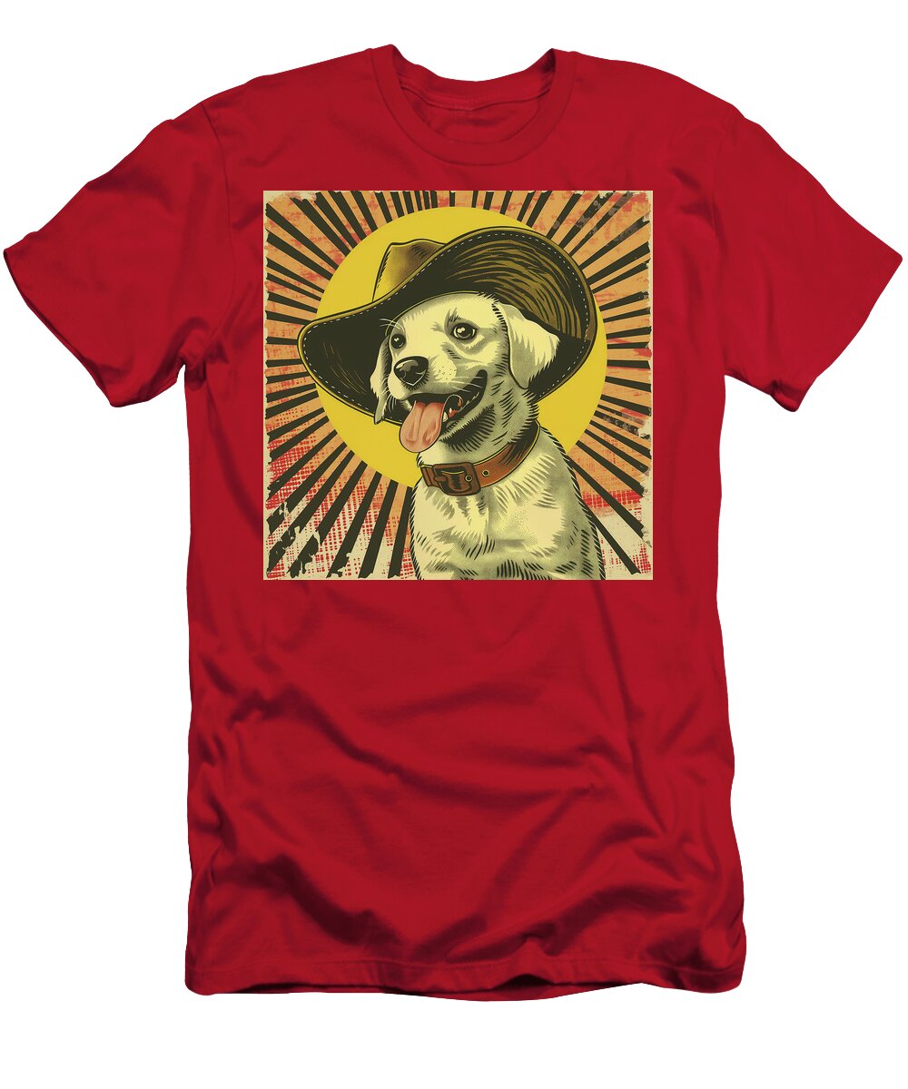 Dog in a Cowboy Hat Comic Book Art 42 Mad Paperairplanes T-Shirt