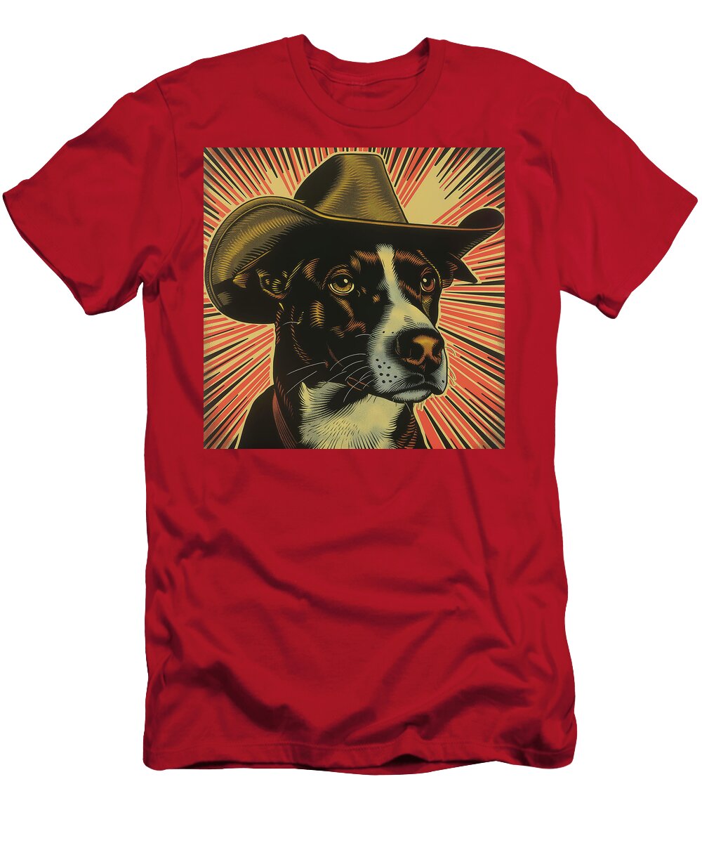 Dog in a Cowboy Hat Comic Book Art 63 Mad Paperairplanes T-Shirt