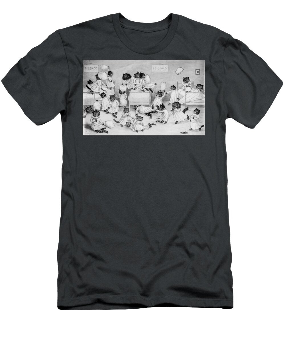 Dormitory Pillow Fight By Louis Wain Orca Art Gallery T-Shirt