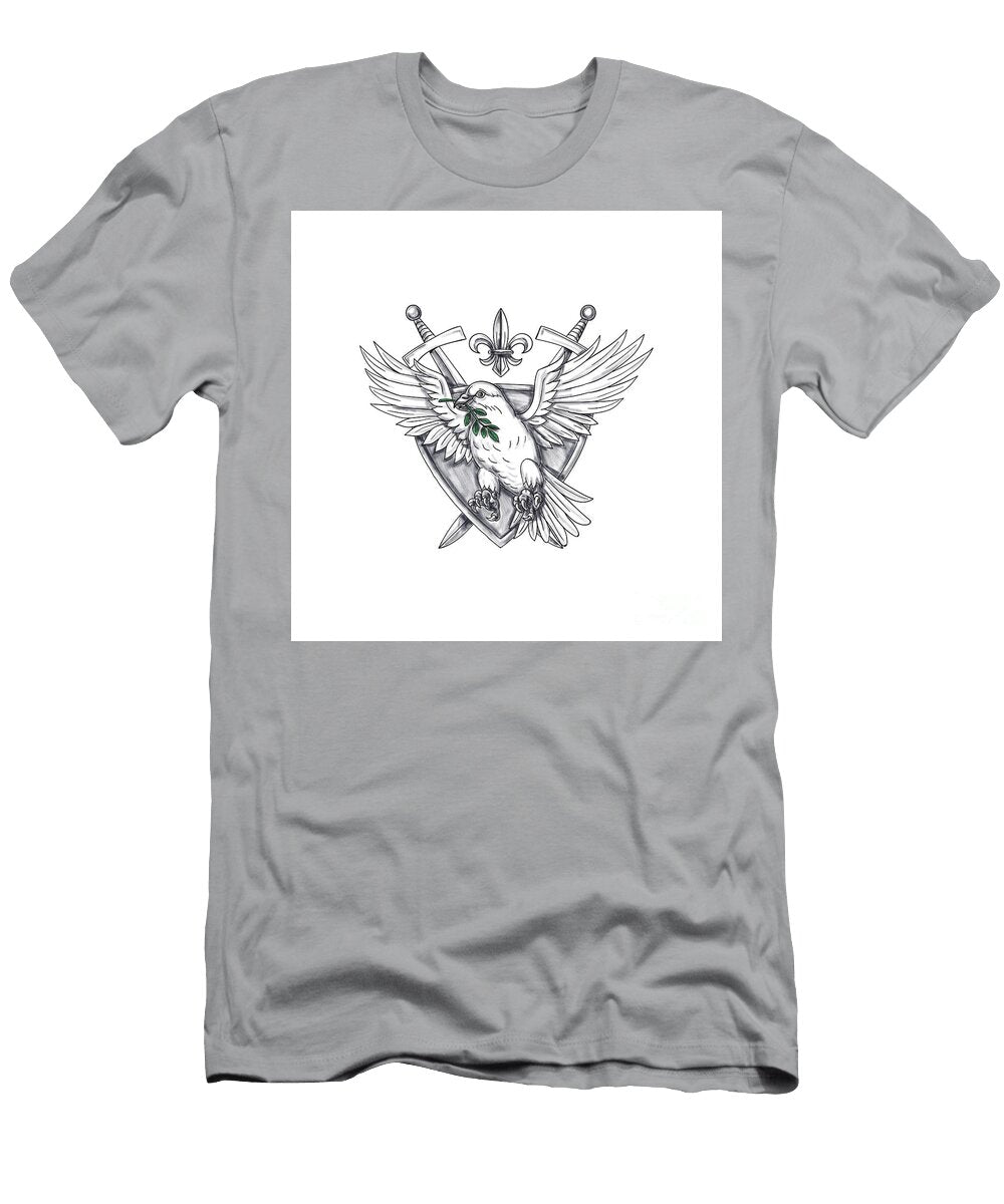 Dove Olive Leaf Sword Crest Tattoo Aloysius Patrimonio T-Shirt