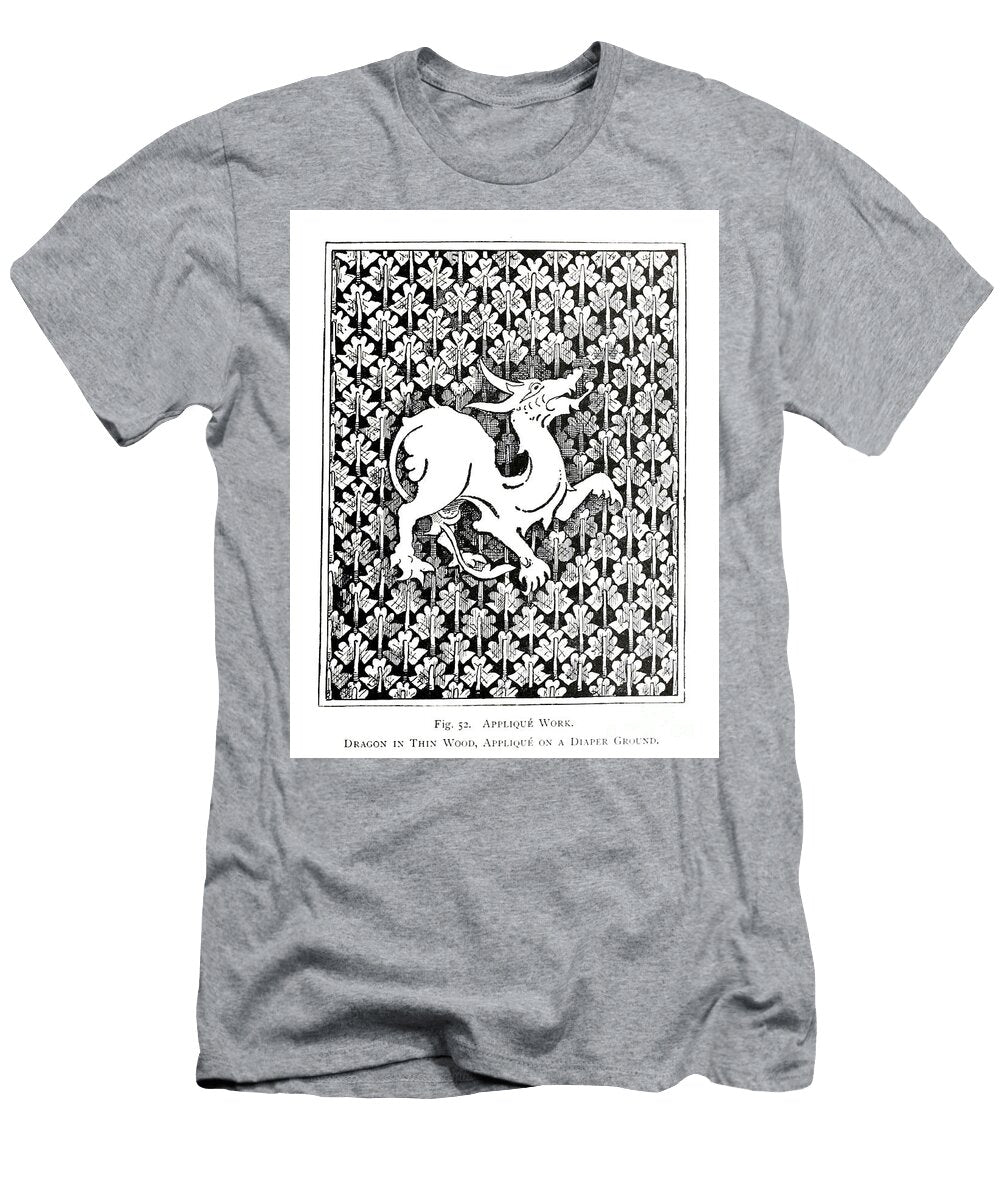 Dragon in Thin Wood Applique on a Diaper Groundr4 Historic Illustrations T-Shirt
