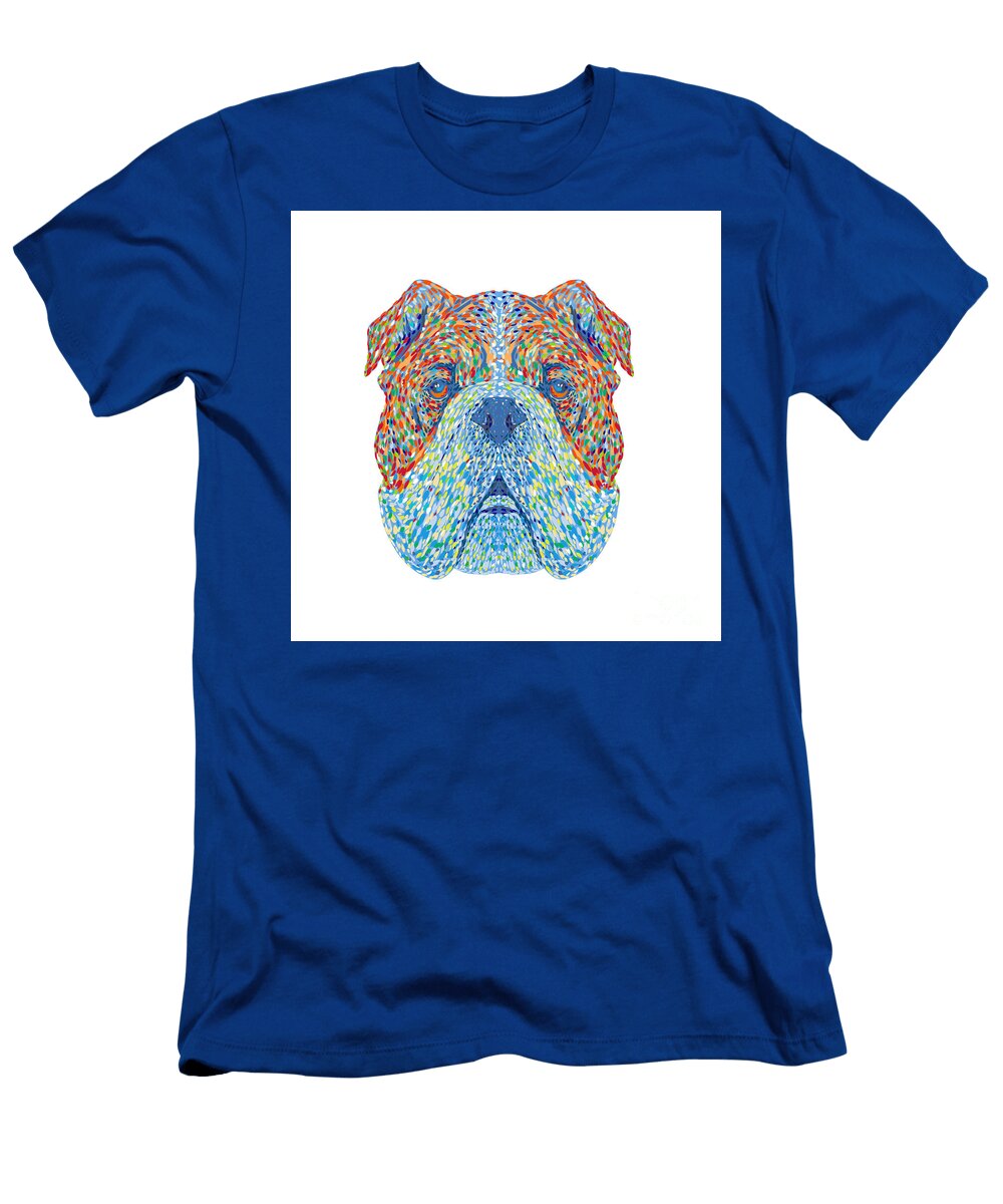 English Bulldog or British Bulldog Head Front View Pointillist Impressionist Pop Art Style Aloysius Patrimonio T-Shirt