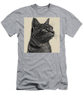 Engraved Portrait of a Curious Cat Looking Up Astone Polma T-Shirt