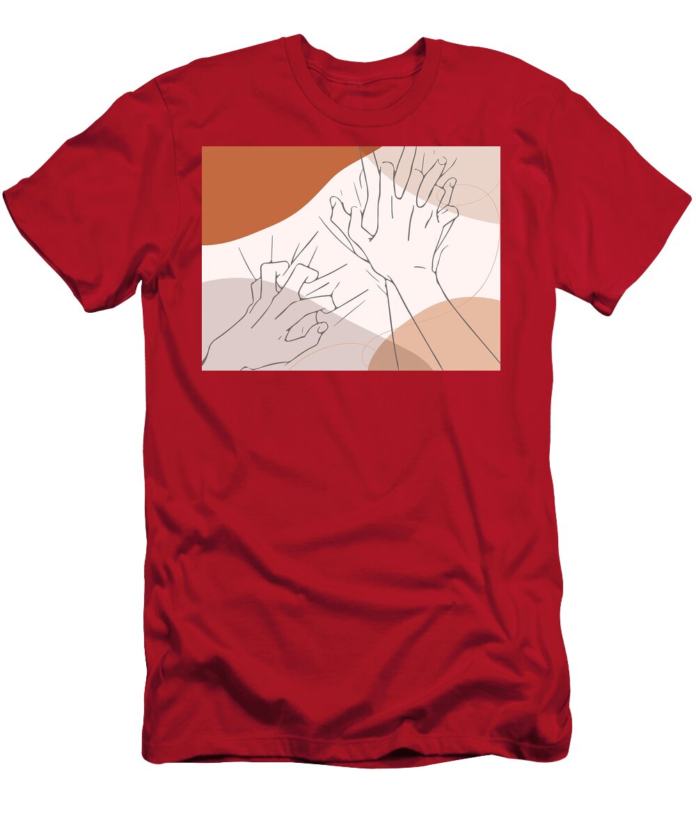 Erotic Line Art Abstract Couple Making Love Minimalist Drawing Dominant Hands Print Couple Print Mounir Khalfouf T-Shirt