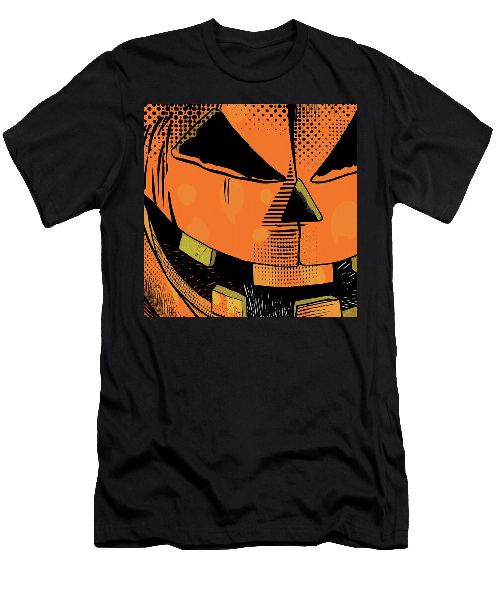 Evil Halloween Pumpkin Comic Book Panel 147 Mad Paperairplanes T-Shirt