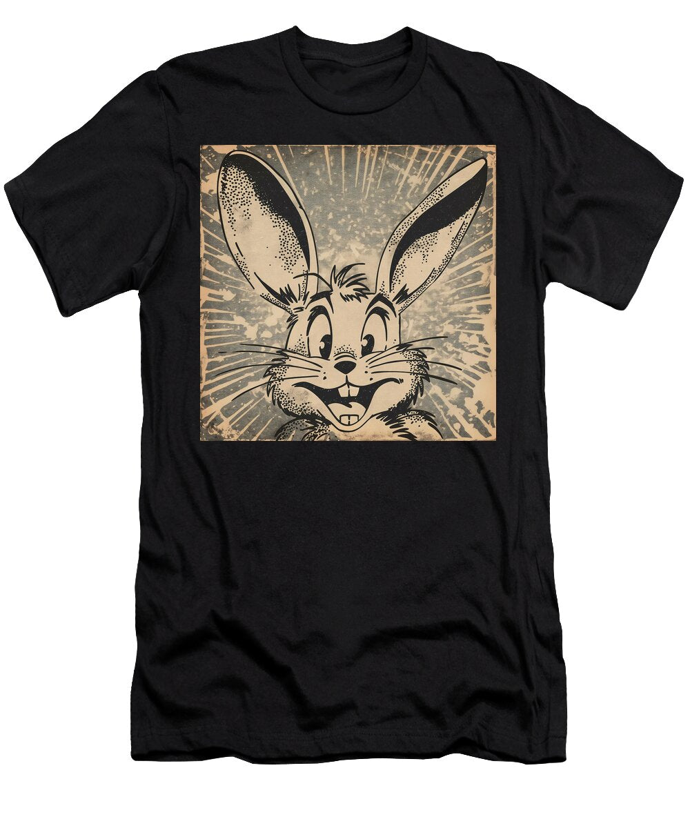 Excited Smiling Long Eared Rabbit Comic Book Art 22 Mad Paperairplanes T-Shirt