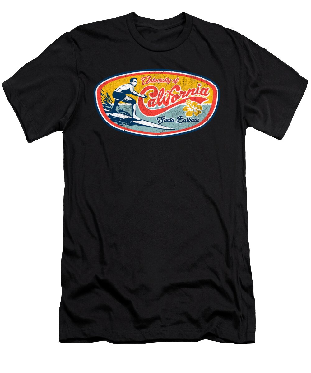 Faded Vintage Retro Surf Style Ucsb Design Graphic Deluxe Chimp T-Shirt