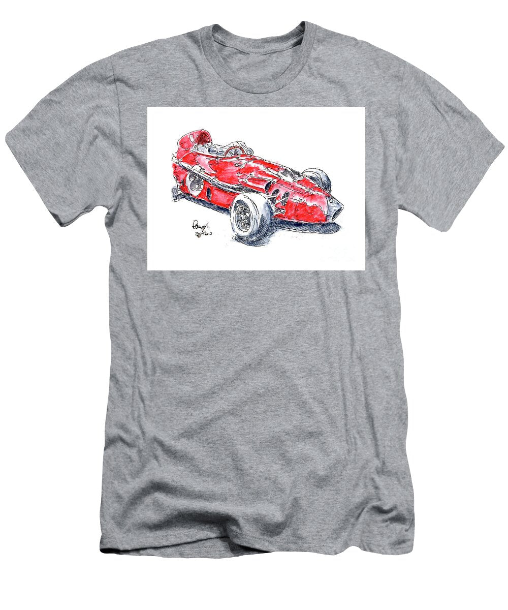 Faranda Formula Junior Classic Racecar Ink Drawing and Watercolo Frank Ramspott T-Shirt