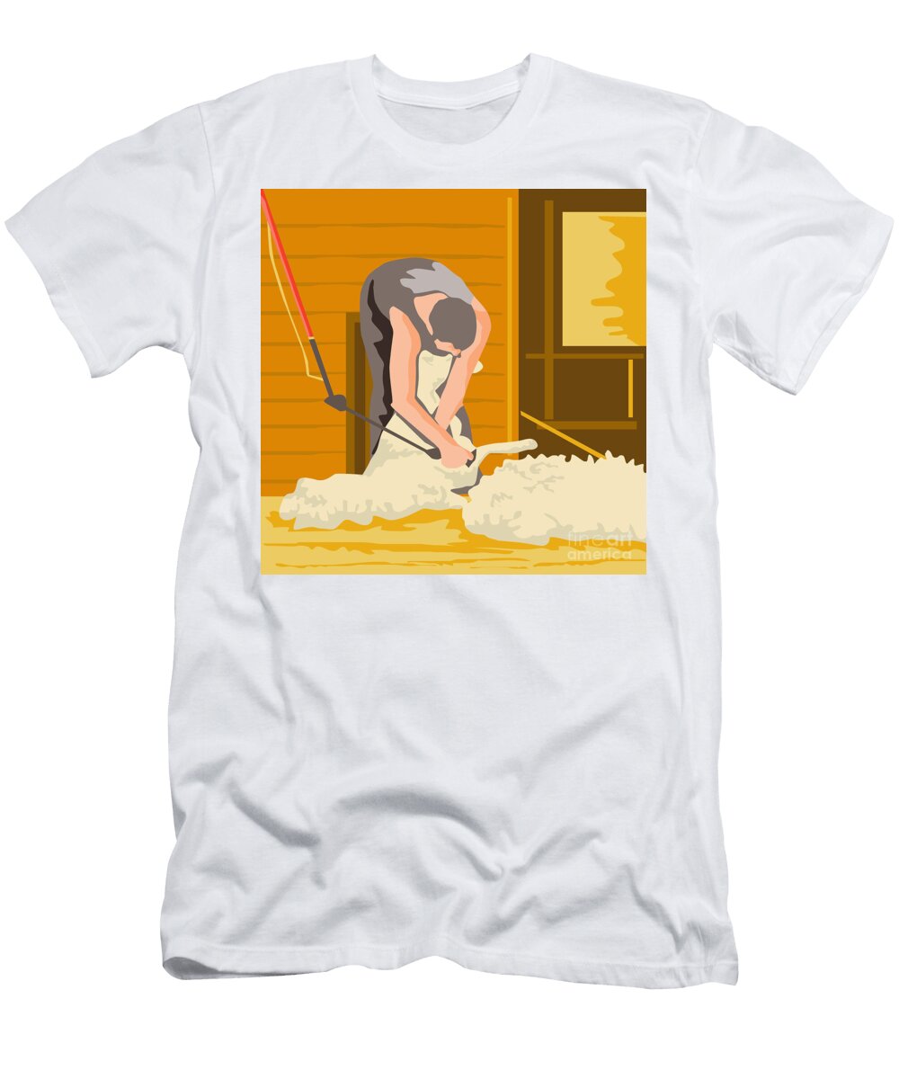 Farmer Farmworker Shearing Sheep Wpa Aloysius Patrimonio T-Shirt