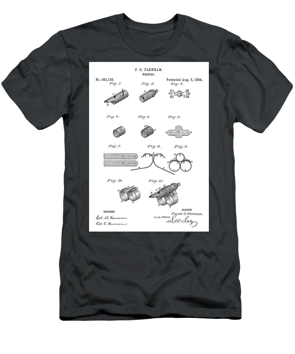 Farnham Whistle Patent Diagram Patent Office T-Shirt