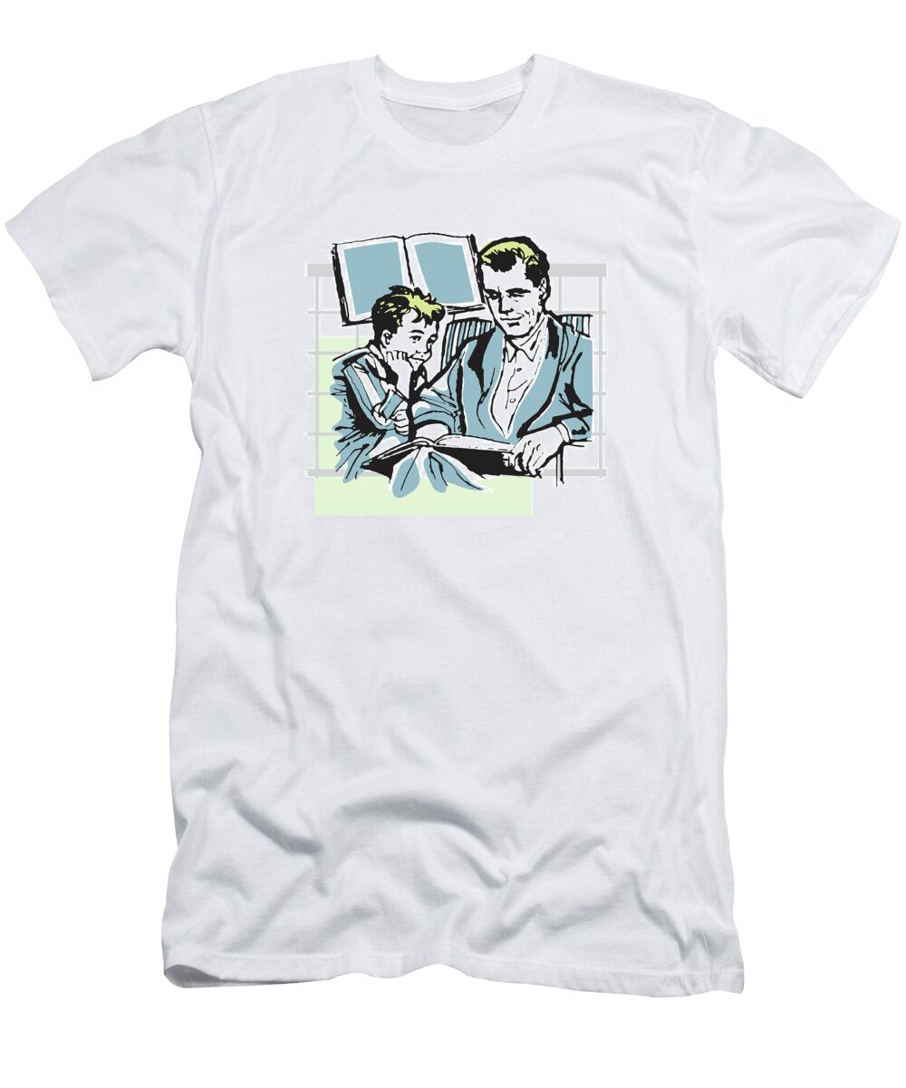 Father and Son Reading Csa Images T-Shirt
