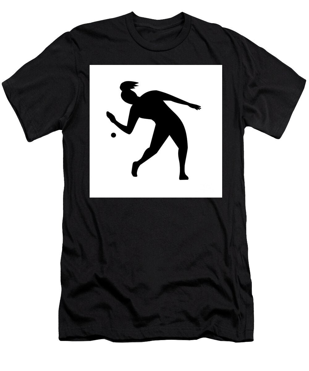 Female American Handball or Wallball Player Hitting Ball Front View Silhouette Aloysius Patrimonio T-Shirt
