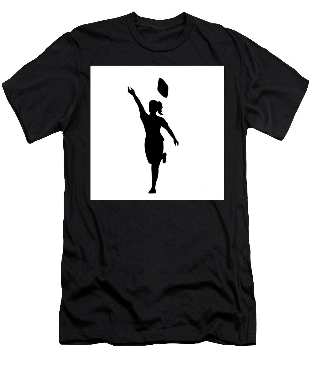Female Cornhole Player Throwing Bag Front View Silhouette Aloysius Patrimonio T-Shirt