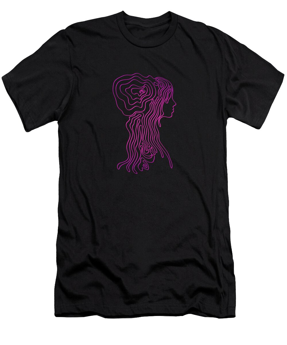 Female Face Doodle Line Art 07 Serena King T-Shirt