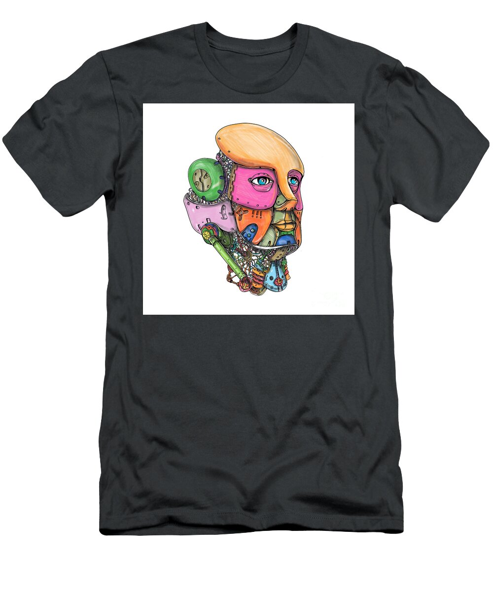 Female Humanoid Robot Head Tattoo Aloysius Patrimonio T-Shirt