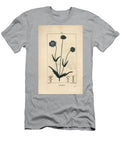 Field Knautie or Field Scabieuse Field Scabious Knautia Arvensis with Flower Leaf Stalk Seed and Leaf Outline Pierre Jean Francois Turpin T-Shirt