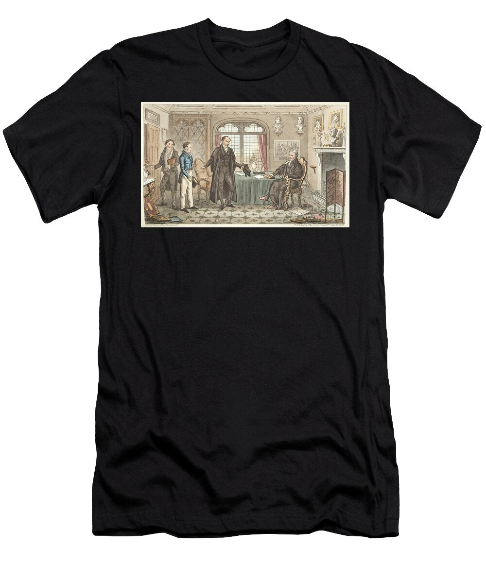 First Bow to Alma Mater or Bernard Blackmantles Introduction to the Big Wig From the English Spy Isaac Robert Cruikshank T-Shirt