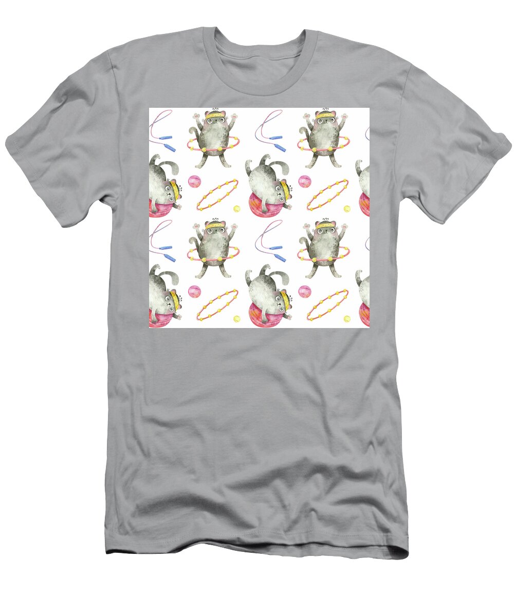 Fitness Cats Cute Characters Are Spinning a Sports Hoop Playing Thursina T-Shirt