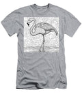 Flamingo Wading in Water Detailed Line Art Fantan Jumary T-Shirt