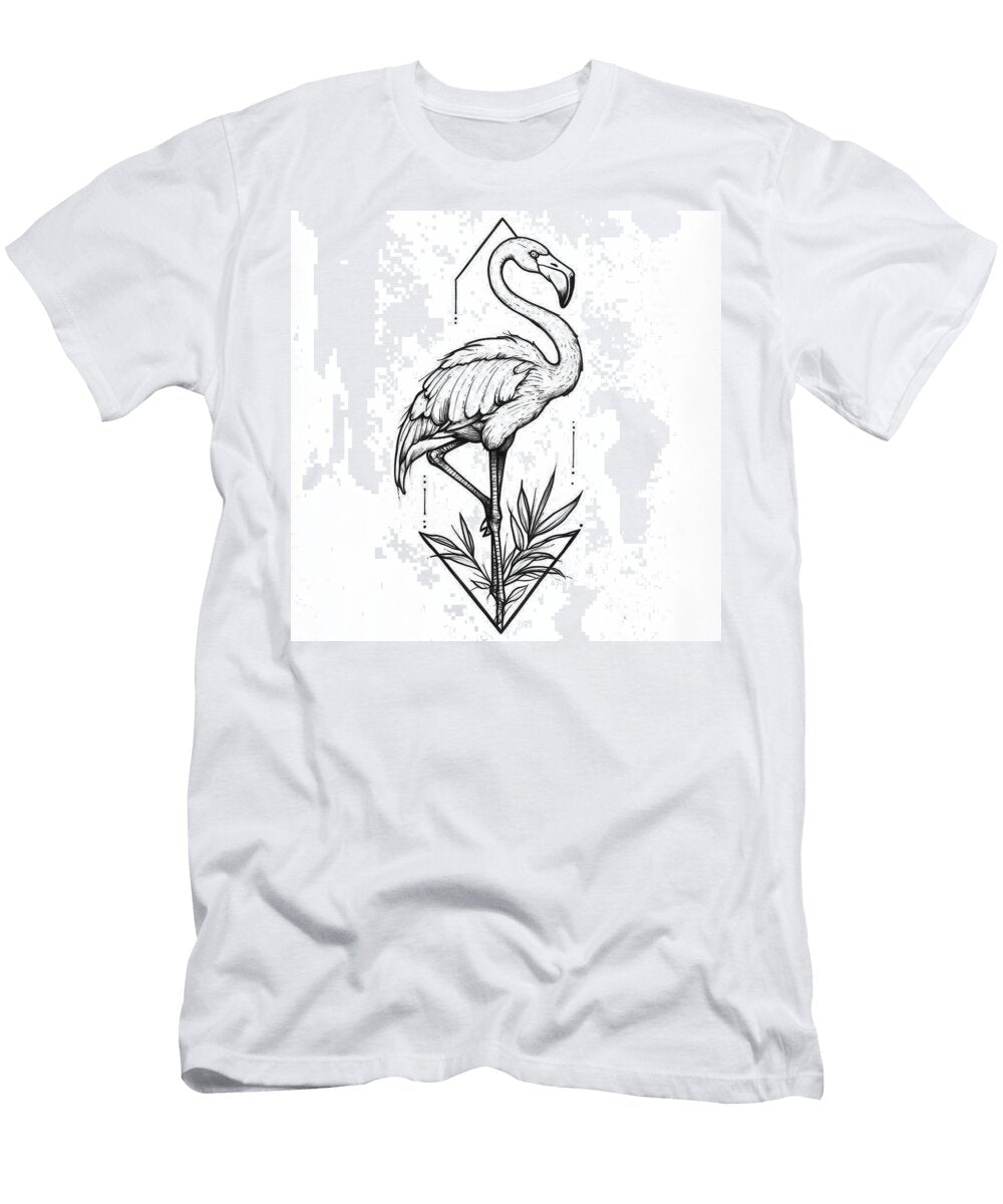 Flamingo with Geometric Shapes Detailed Line Art Gamana Lamya T-Shirt