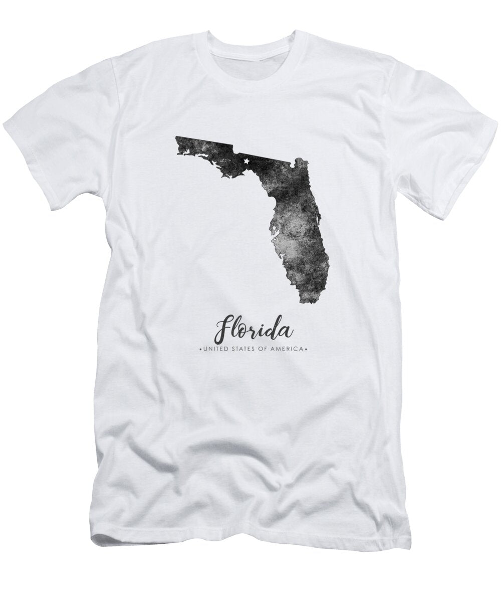 Florida State Map Art Grunge Silhouette Studio Grafiikka T-Shirt